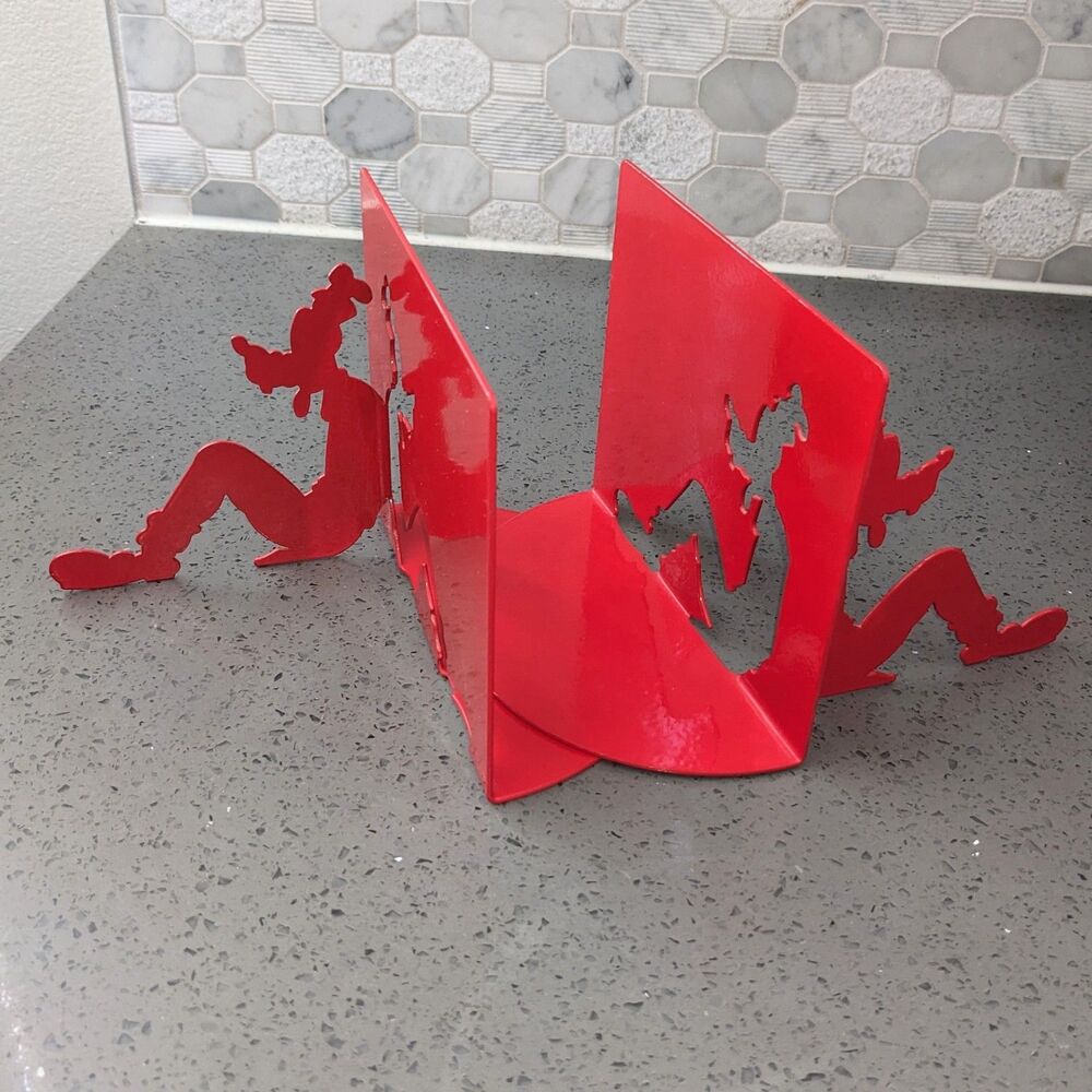 Disney Goofy Michael Graves Red Metal Bookends Vintage